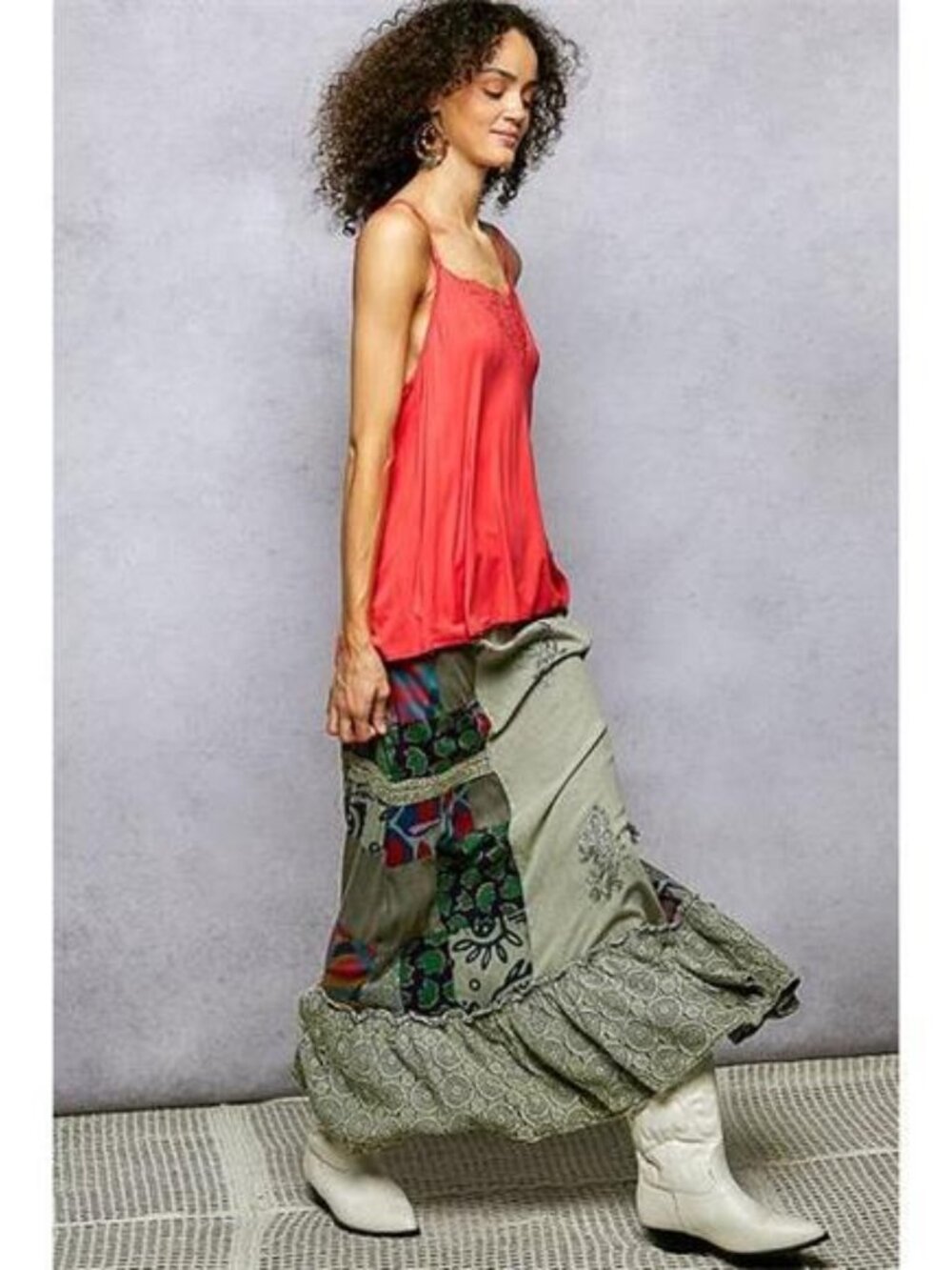 POL Printed Patchwork Embroidered Ruffled Skirt‎ - Picture 6 of 7